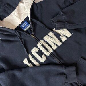 UConn Huskies Hoodie Mens Large Blue NCAA College Campus Heritage Zip Sweatshirt